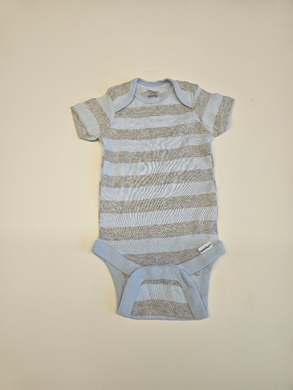 NWT | Gerber | Infant | Blue Gray Striped Short Sleeve Onesie Bodysuit
